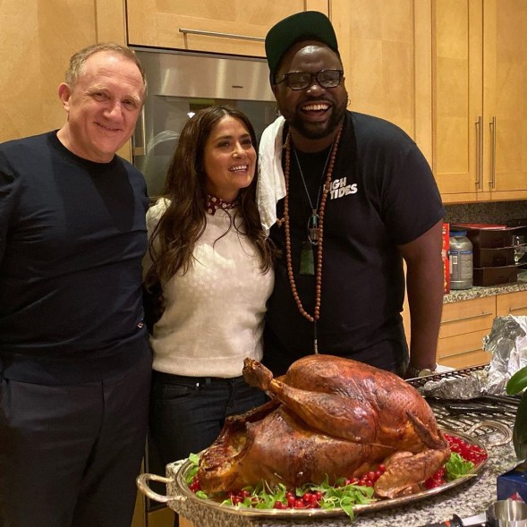 Salma Hayek and François-Henri Pinault had a larger than life turkey feast.