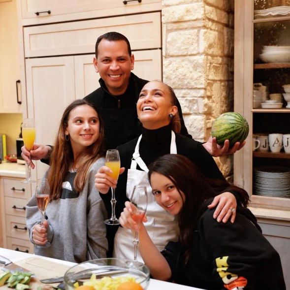 Alex Rodriguez and Jennifer Lopez made cocktails and mocktails with the kids.