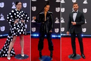 The 2019 Latin Grammy Awards red carpet was awash with bold looks in a variety of colors and silhouettes. Alicia Keys, who performed her song "Calma," opted for a gravity-defying braided ponytail while Argentinian superstar Rosalía chose a bold polka-dotted dress with a high-low hemline and the night's host, Ricky Martin, looked suave in a classic tux. Others, like Luis Fonsi and Ozuna showed off their well-known flair with embellished jackets. See what all the celebrities wore to Thursday night's show.