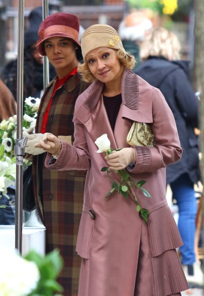 Ruth Negga looks unrecognizable alongside her costar Tessa Thompson while filming Rebecca Hall's 1900's directorial debut Thriller "Passing" in Brooklyn.