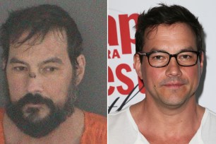 Tyler Christopher in his November 2019 mugshot and at a red carpet in 2016.