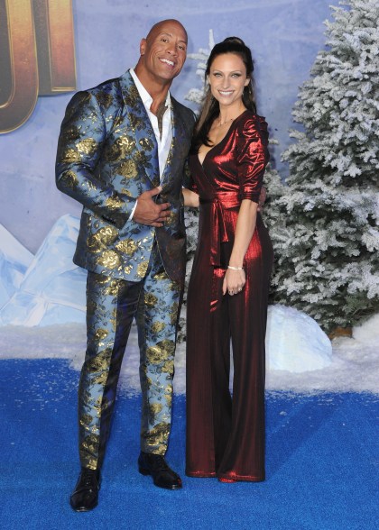 Dwayne "The Rock" Johnson (in Dolce & Gabbana) and wife Lauren Hashian