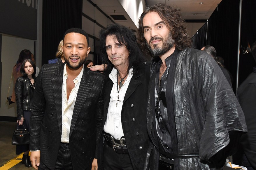 John Legend, Alice Cooper and Russell Brand backstage at MusiCares. 