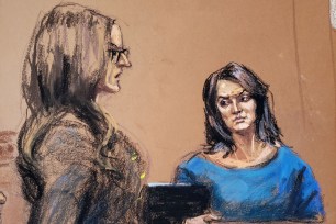 Actor Annabella Sciorra is cross-examined by lawyer Donna Rotunno.