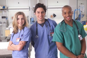 "Scrubs" stars Sarah Chalke, Zach Braff and Donald Faison