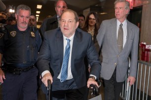 Harvey Weinstein walking into his trial.