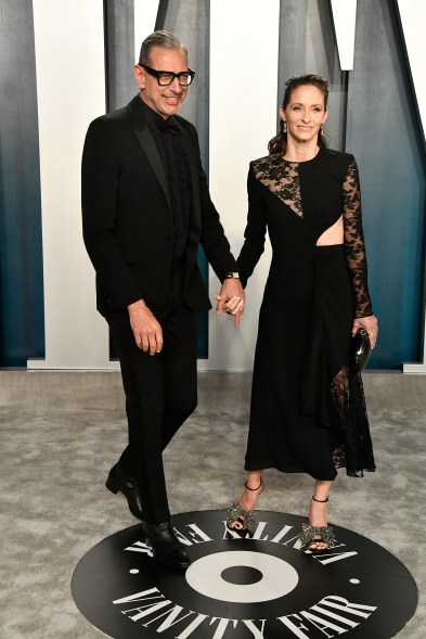 Jeff Goldblum and Emilie Livingston hit the red carpet at the 2020 Vanity Fair Oscar Party