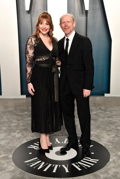 Bryce Dallas Howard and Ron Howard have a dad-daughter date at the 2020 Vanity Fair Oscar Party