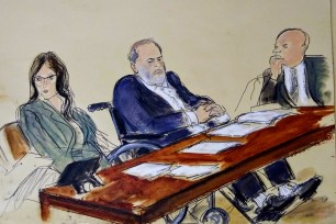 A courtroom sketch of Harvey Weinstein from today.