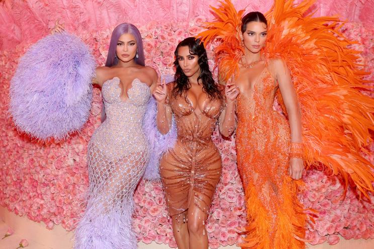 Kylie and Kendall Jenner with Kim Kardashian at the 2019 Met Gala