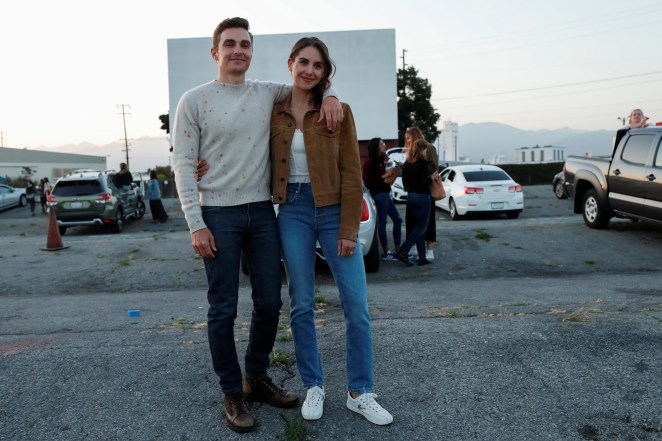 Dave Franco and Alison Brie see "The Rental" at a drive in movie theater