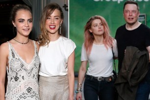 Cara Delevingne and Amber Heard together in 2014, Elon Musk and Amber Heard in Australia together in 2017