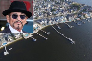 Actor Joe Pesci (inset) is among a group of homeowners who have spoken out against a pair of applications submitted by neighbors to have their docks extended 300 feet in Barnegat Bay, New Jersey.