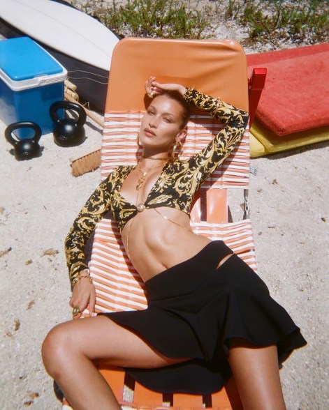 Bella Hadid shares photos from her disposable camera during a shoot for Versace.