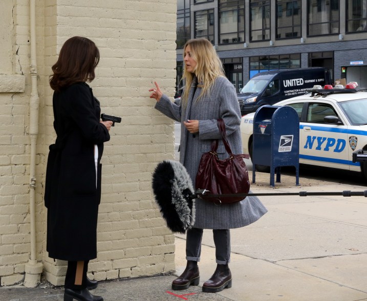 Kaley Cuoco gets held up at gun point while filming her movie, "The Flight Attendant" in Brooklyn.