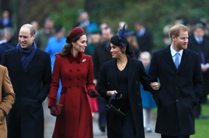 Prince William and Prince Harry with wives, Kate Middleton and Meghan Markle. 