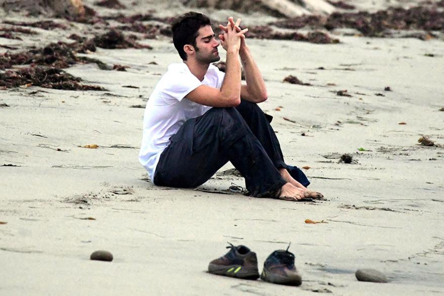 Max Ehrich at the beach in Malibu