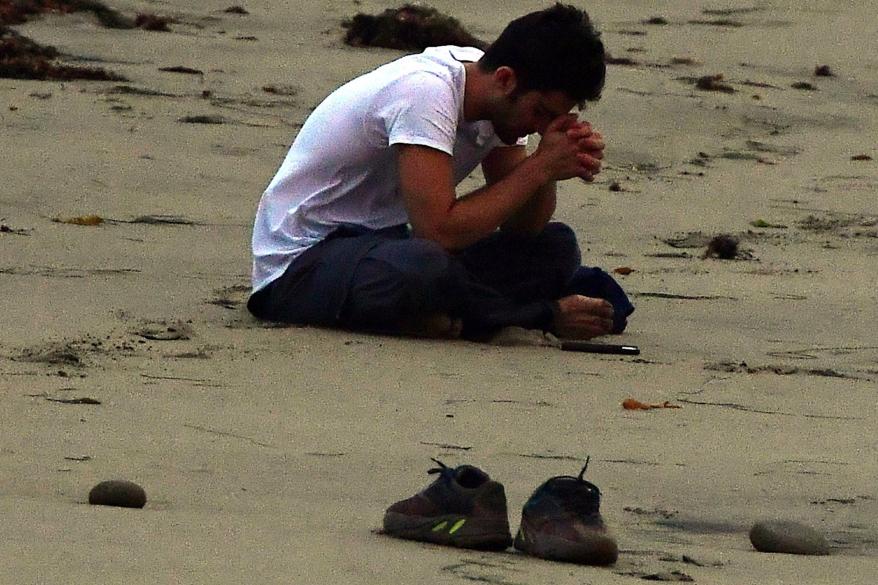 Max Ehrich at the beach in Malibu