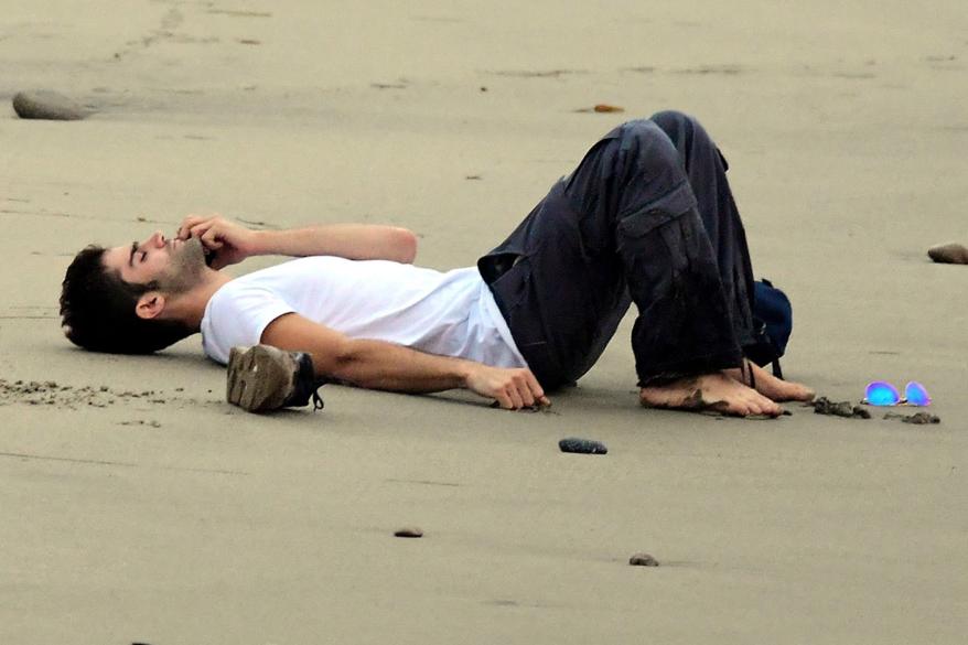 Max Ehrich at the beach in Malibu