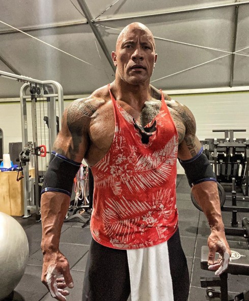 Dwayne "The Rock" Johnson in the gym