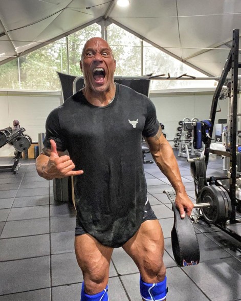 Dwayne "The Rock" Johnson in the gym