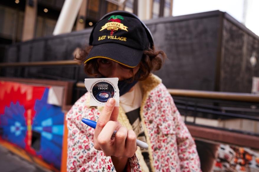 Actor Timothée Chalamet leaves Madison Square Garden after casting his vote early in the 2020 elections on Saturday, October 24, 2020 in New York, N.Y. (James Keivom for New York Post)