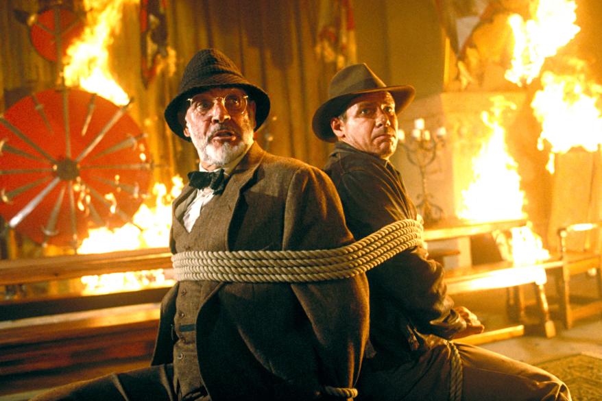 Sean Connery and Harrison Ford in "Indiana Jones And The Last Crusade" in 1989.