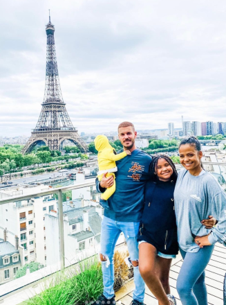 Pokora and Milian with 8-month-old son, Isaiah, and 10-year-old daughter, Violet. 
