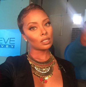 Eva Marcille wearing a statement necklace from Frugal Finds NYC.