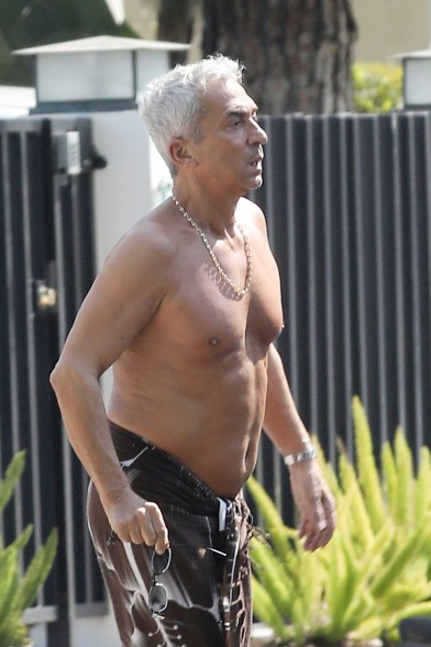 A shirtless Bruno Tonioli steps out to visit his neighbor.