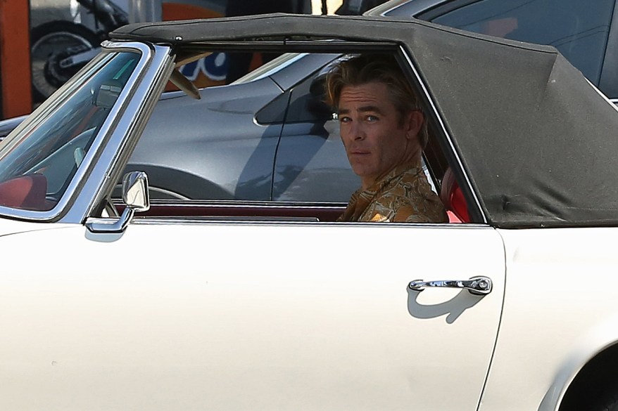 Chris Pine takes his Mercedes for a spin.