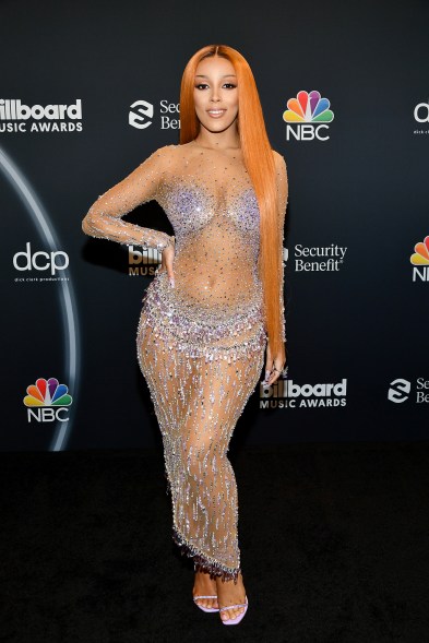 Performer Doja Cat's sheer bedazzled Georges Hobeika Couture look turned plenty of heads.