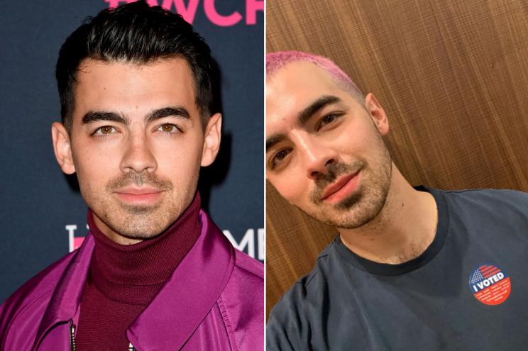 Joe Jonas is taking hot pink hair for a spin this October.