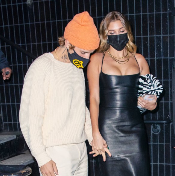 Justin Bieber and Hailey Bieber head to the "SNL" afterparty in New York.