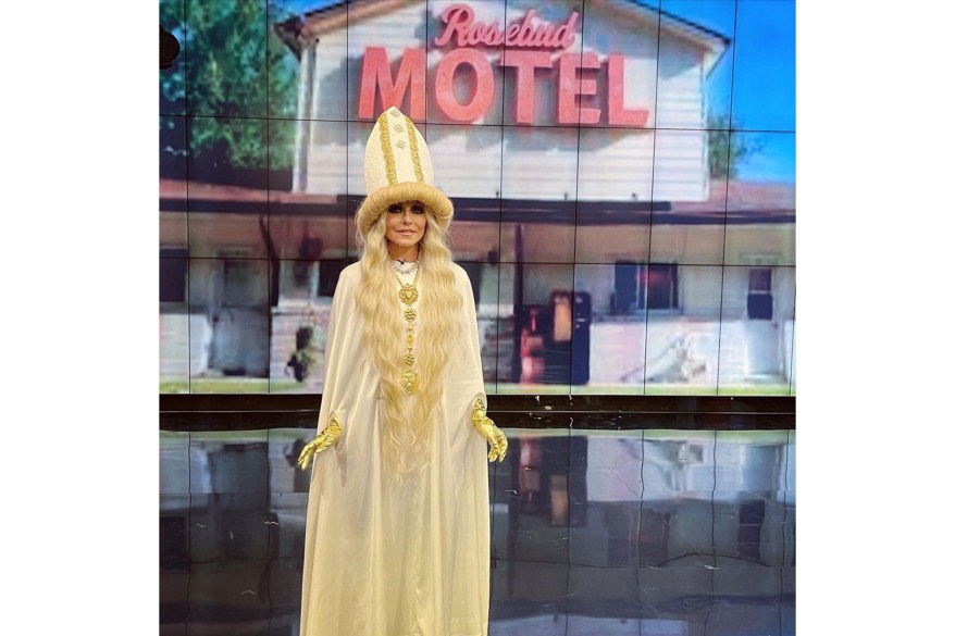 Kelly Ripa gets into costume as Moira Rose from "Schitt's Creek" while filming "Live With Kelly and Ryan" on the Upper West Side.