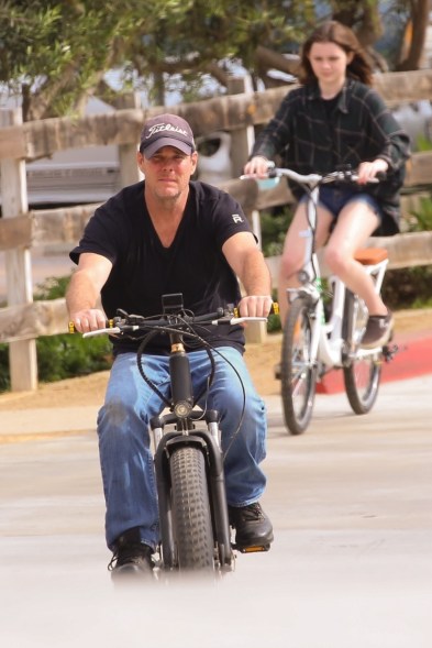 Kevin Dillon and his daughter, Ava, enjoy a bicycle ride in Malibu.