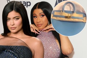 Kylie Jenner, Cardi B and her birthday present: a powder blue Hermès Birkin bag.