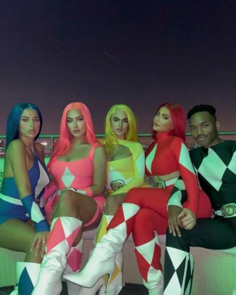 Kylie Jenner, Stassie Karanikolaou, Victoria and Sofia Villarroel and Carter Gregory as Power Rangers