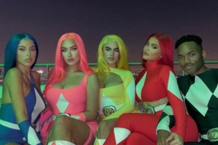 Kylie Jenner and friends dress up as Power Rangers.