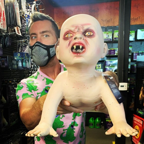 Lance Bass picks out creepy Halloween decorations.