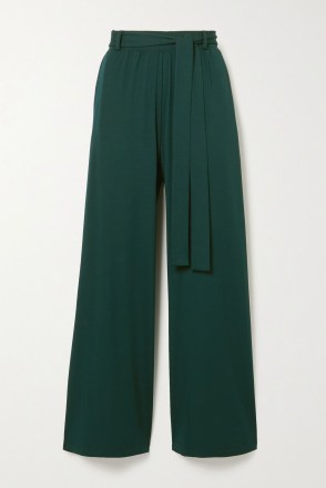 Leset Dylan Belted Stretch-Jersey Wide-Leg Pants