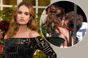 Lily James and Dominic West in Rome (inset)