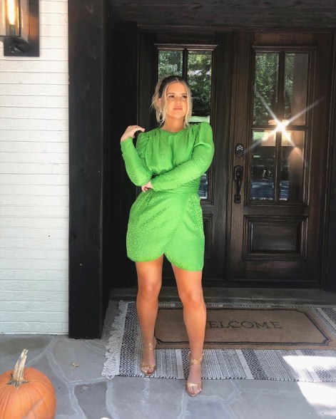 Maren Morris poses on her porch in lime green