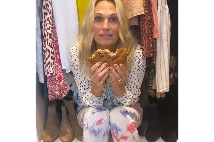 Mom of three Molly Sims enjoys a sweet treat in peace and quiet.