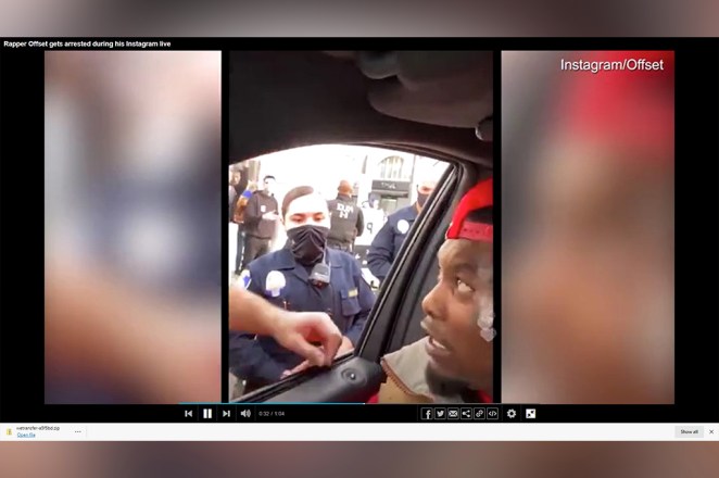 Offset livestreams getting pulled over by cops in Beverly Hills