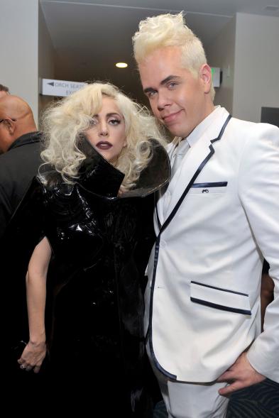 Lady Gaga (L) and Perez Hilton