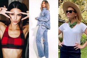 Kendall Jenner in Calvin Klein Underwear, Hailey Baldwin in Levi's and Reese Witherspoon in Ray-Ban.