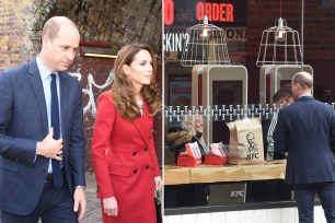 Prince William and Kate Middleton stop by a London KFC while out and about on royal duties.