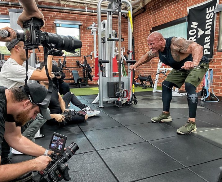 Dwayne "The Rock" Johnson getting filmed