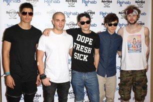 (L-R) Singers Siva Kaneswaran, Max George, Tom Parker, Nathan Sykes and Jay McGuiness of The Wanted